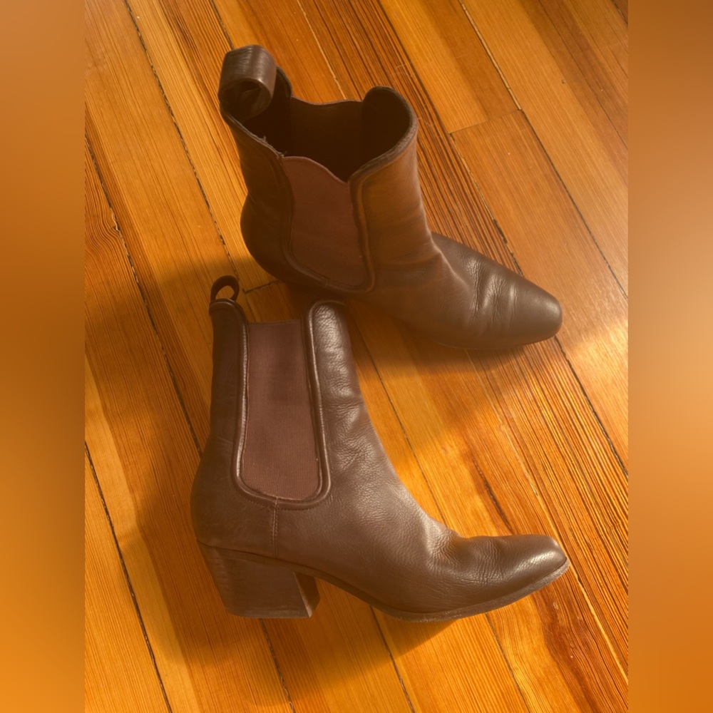 Victoria Beard Cowboy Brown Leather Chelsea Booties